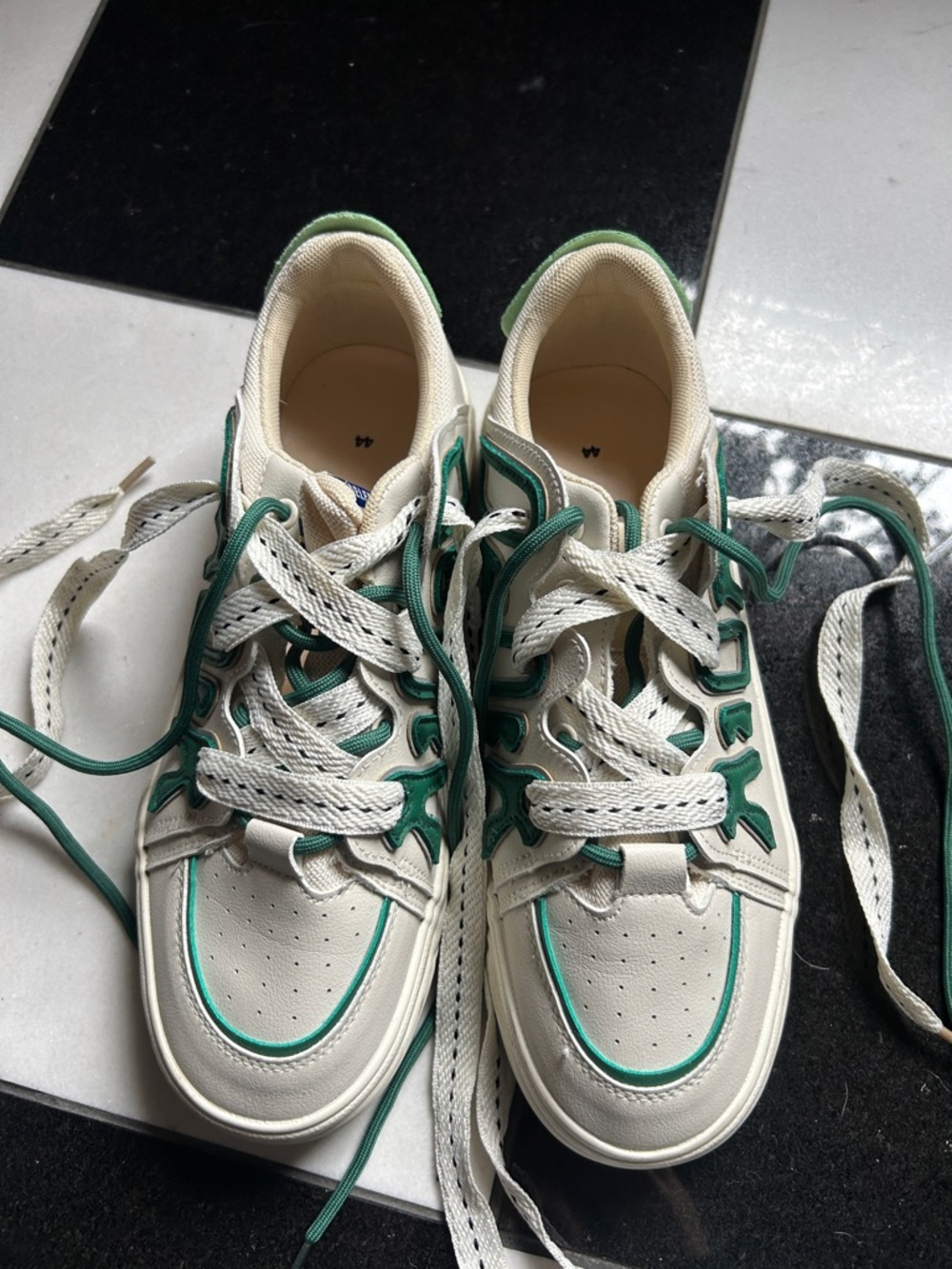 White and Green Aelfric Eden Sneakers with Raised reflective Lettering - Picture 3 of 4